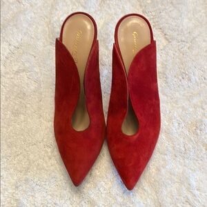 Gianvito Rossi Red Suede Mules Elegant Design